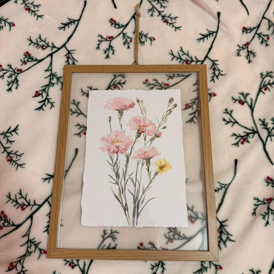 Framed Watercolour Carnation Print With Bfa4