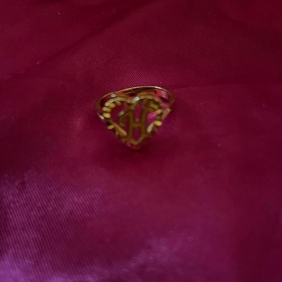 H Letter Heart Adjustable Ring 930b