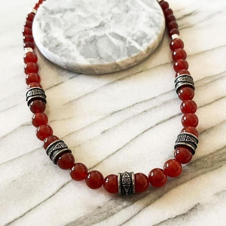 Vintage Carnelian Beaded Necklace D6a9 8