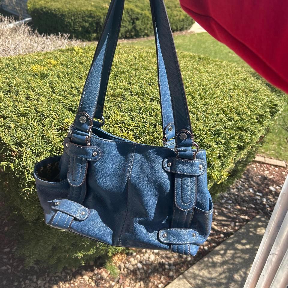Blue Leather Tignanello Shoulder Handbag 86c7 2