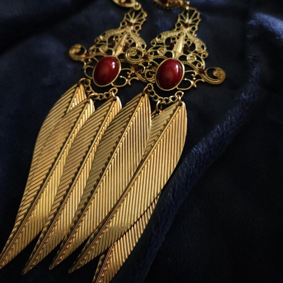 Brass Earrings With 3 Etched 4