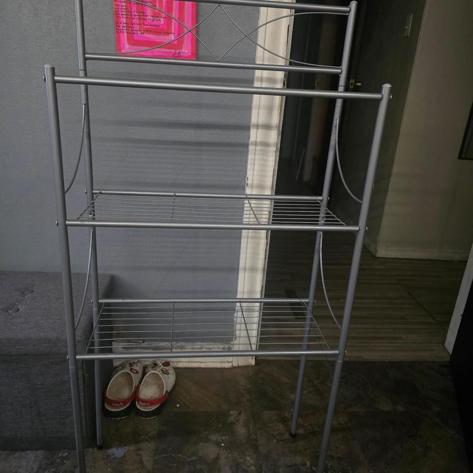 Grey Metal Shoe Rack With 3b45