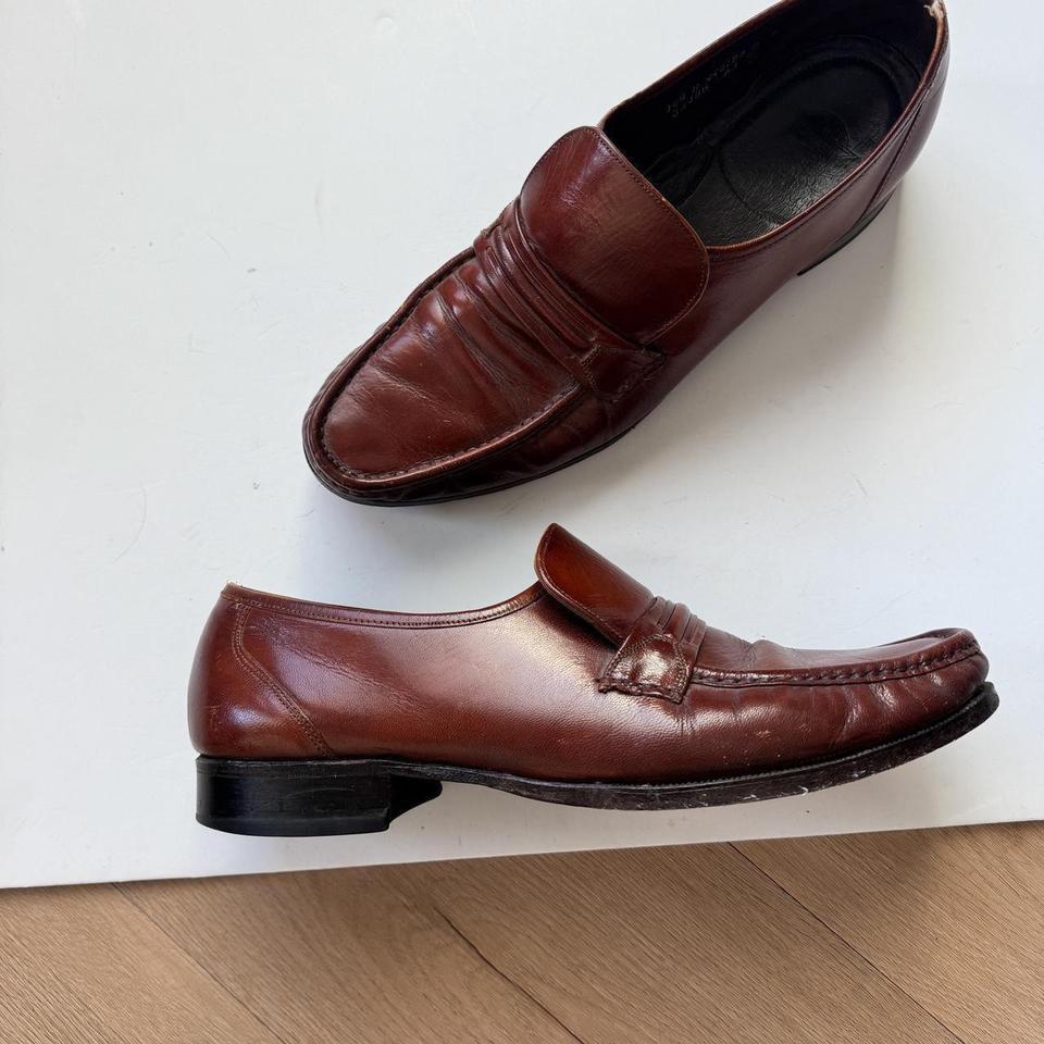 Brown Leather Loafers Ruched Toe 5c80 2
