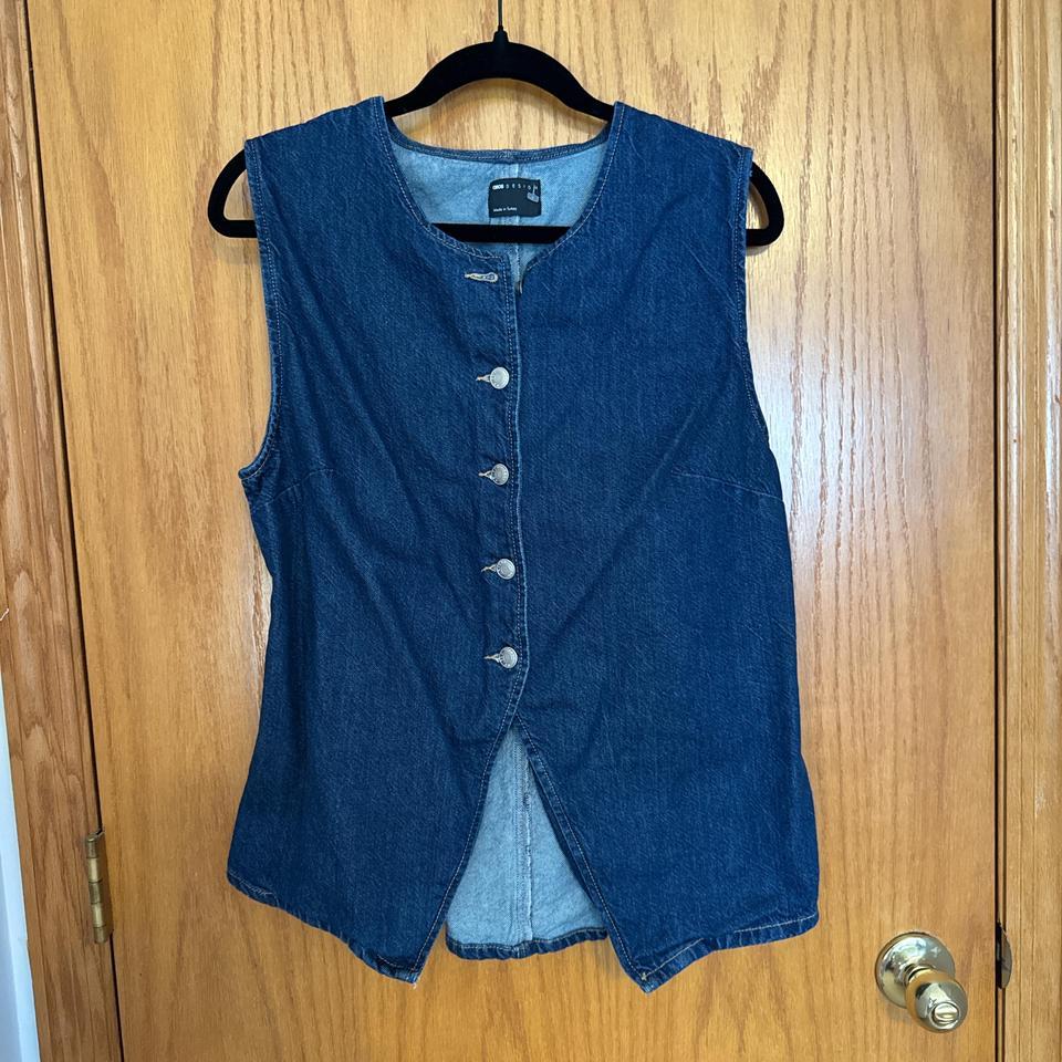 Dark Blue Denim Vest With A32a