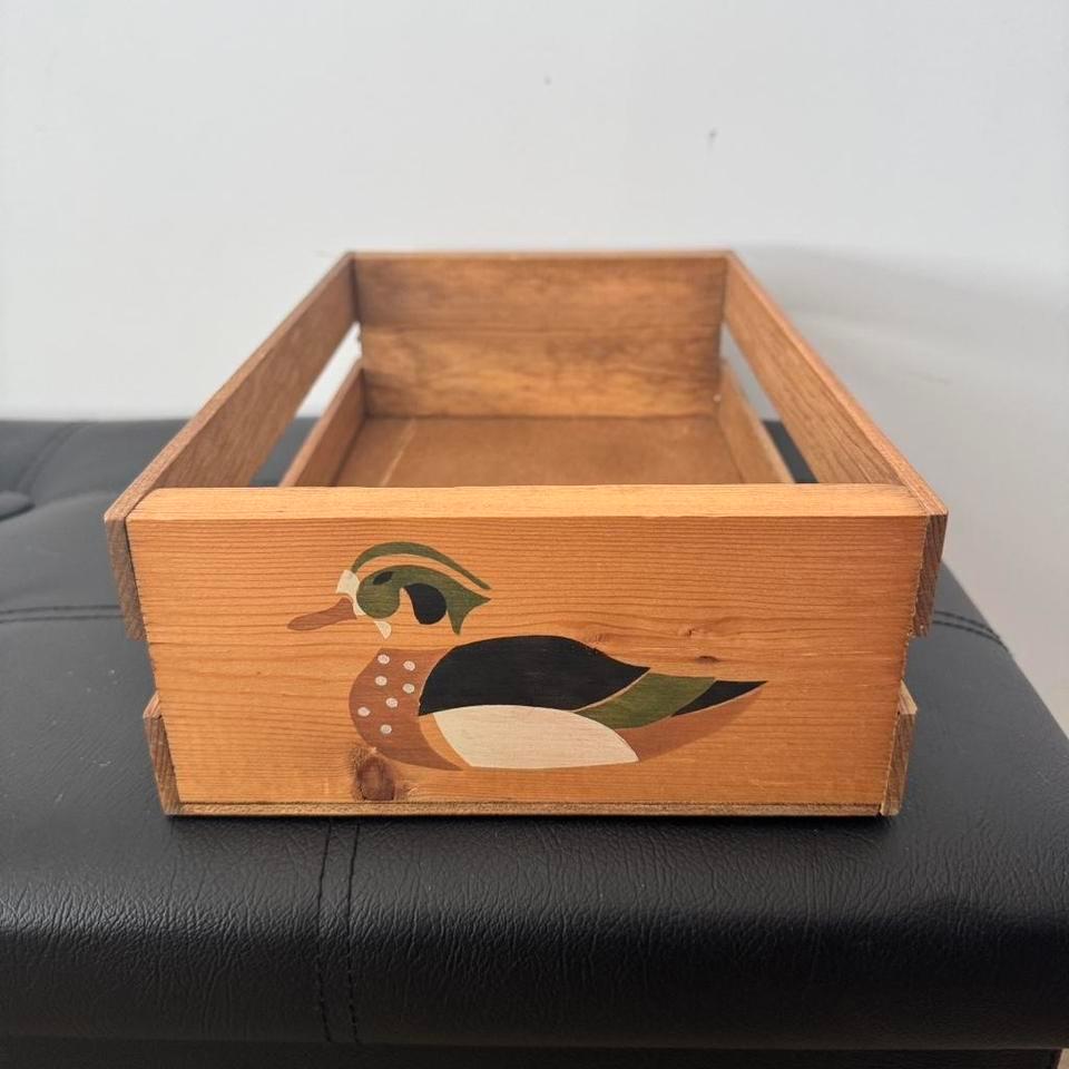 Wooden Box Crate With Duck 4562