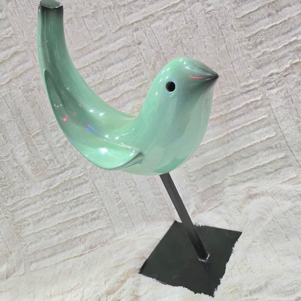 Elegant Teal Bird Sculpture Decor 95ef 5