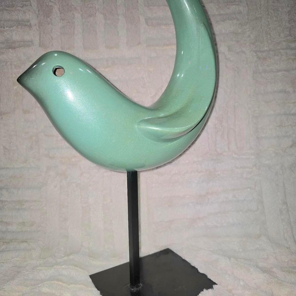 Elegant Teal Bird Sculpture Decor 95ef