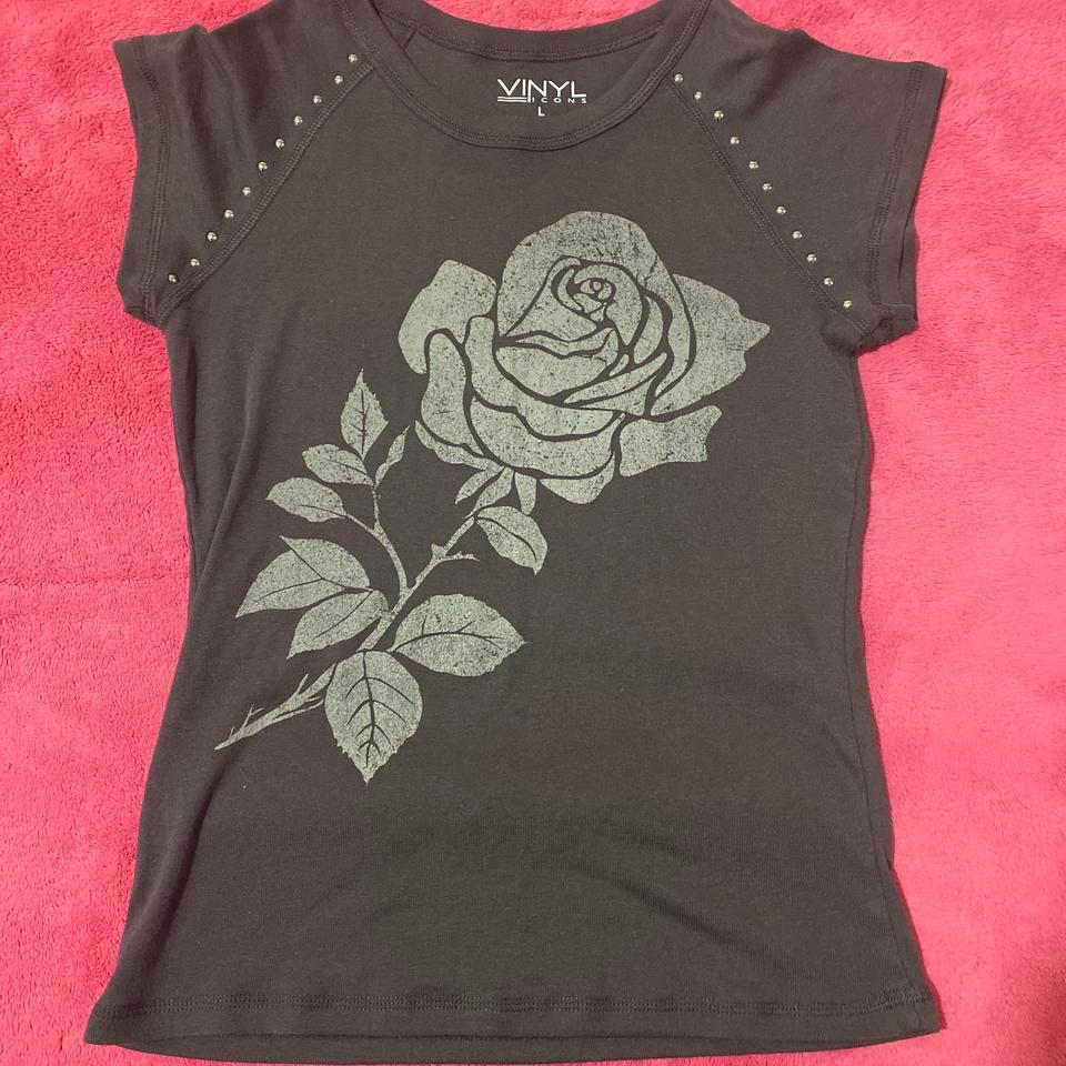 Black Rose Graphic Baby Tee B9cb