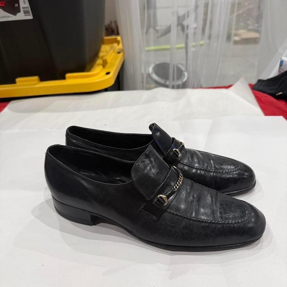 Black Leather Loafers With Gold 2102