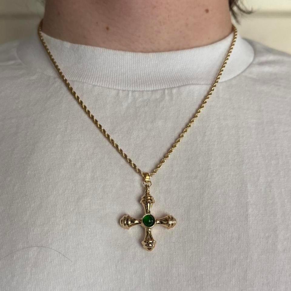 Y2k Style Gold Cross Pendant 5217 8