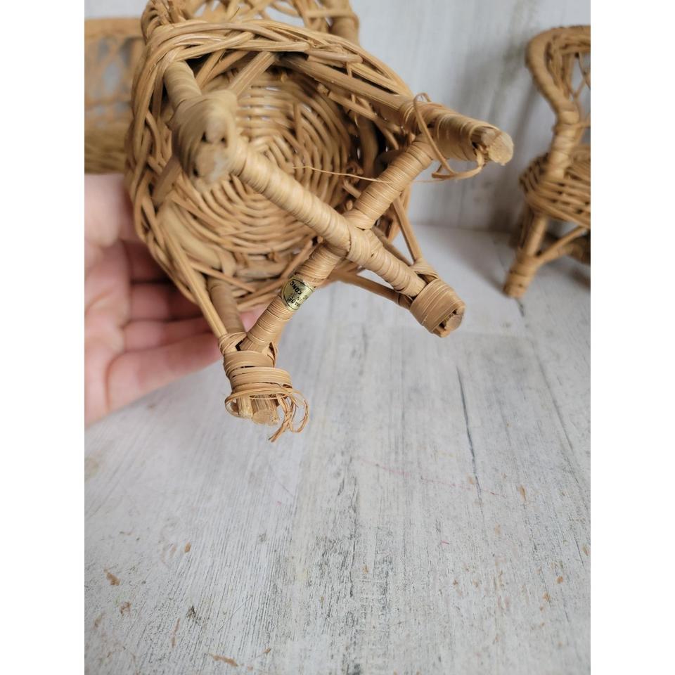Vintage Mini Wicker Chair Doll E175 7