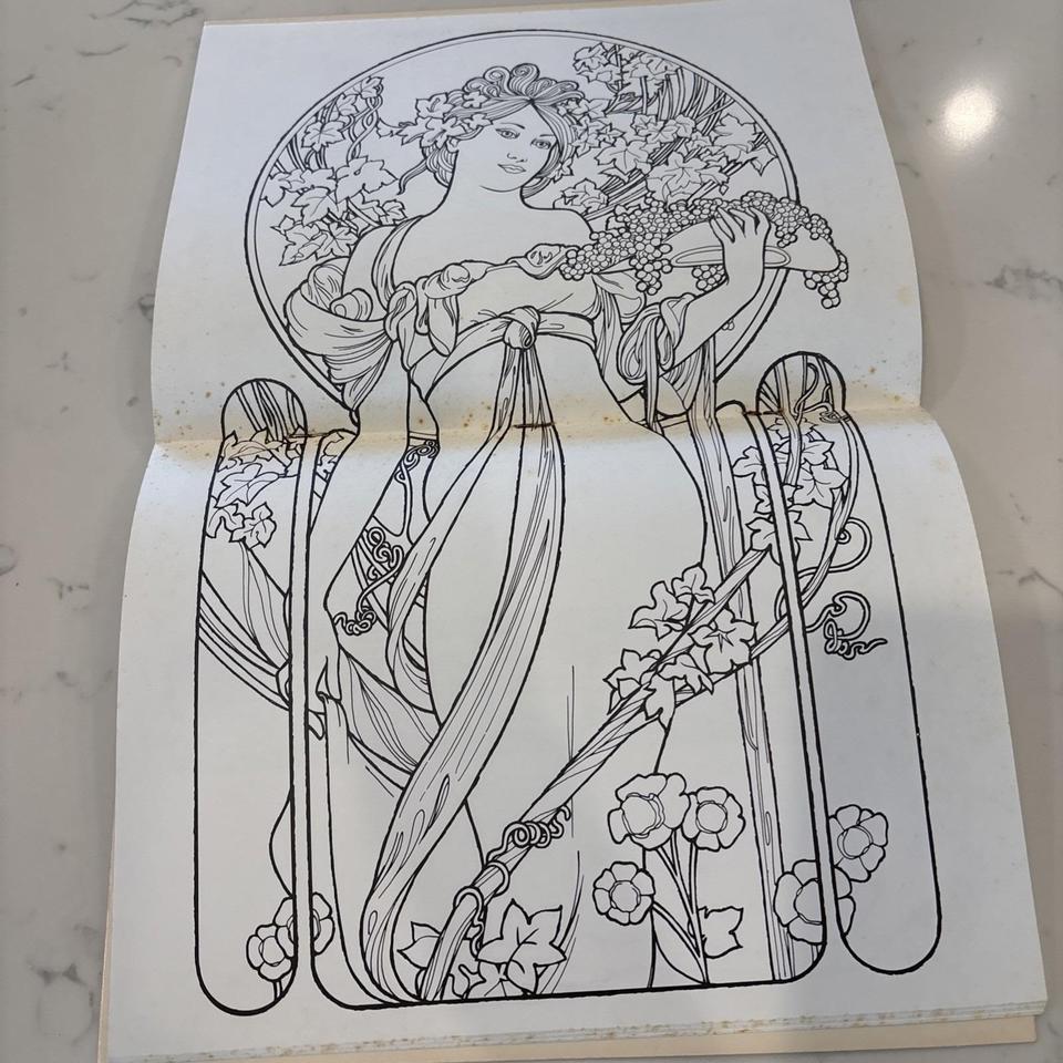 Vtg Adult Coloring Book Art F35e 8