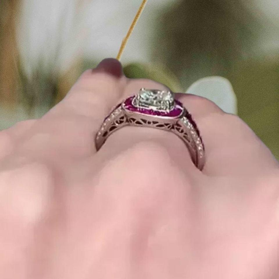 Classic Beautiful Simulated Ruby And B27f 4