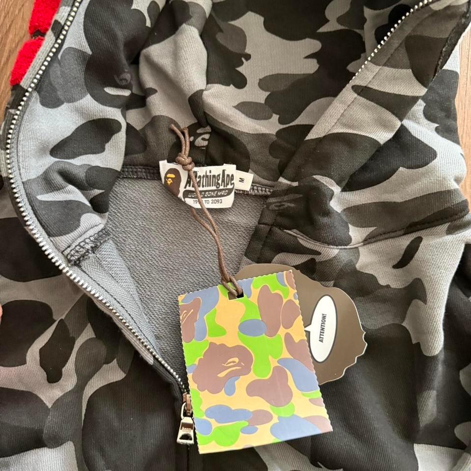 Bape Shark Hoodie Grey Camo B041 5