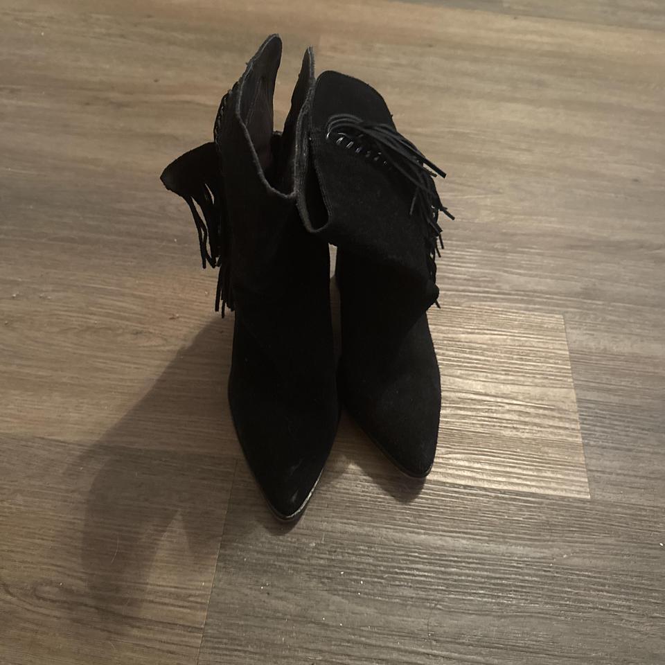 Black Suede Fringe Boots With Ee57 2