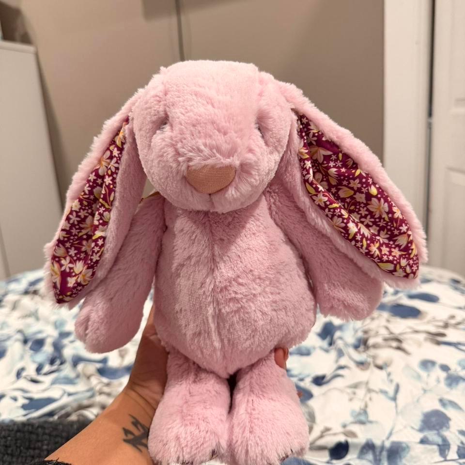 Pink Bunny Plushie With Floral 8f82