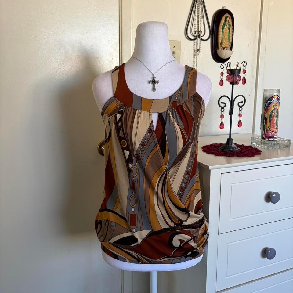 Vintage Y2k Brown Artsy Abstract D278