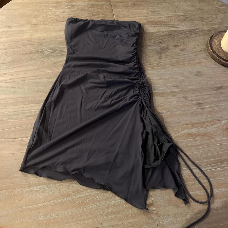 Gray Strapless Mini Dress With