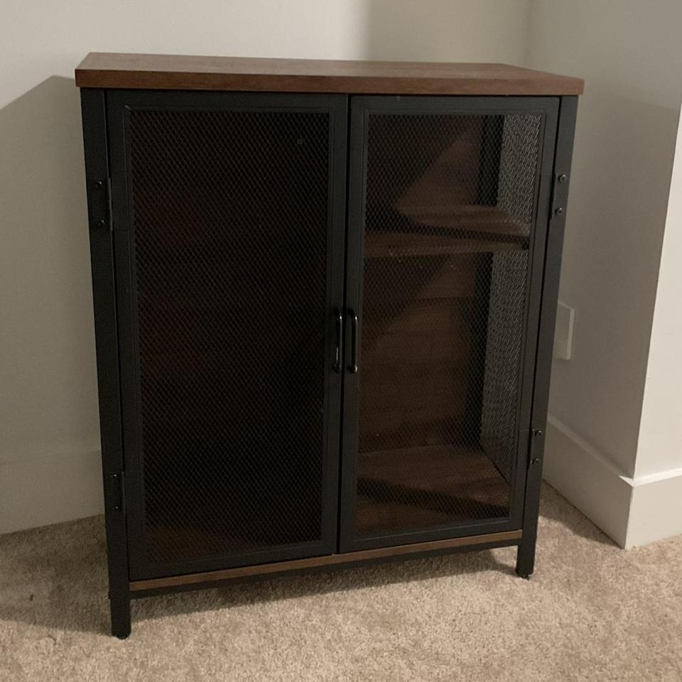 Black Metal Cabinet With Mesh 3c7a