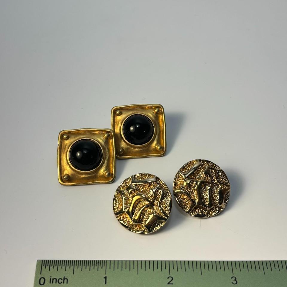 Earring Lot Gold Tone Vintage Ff29 4