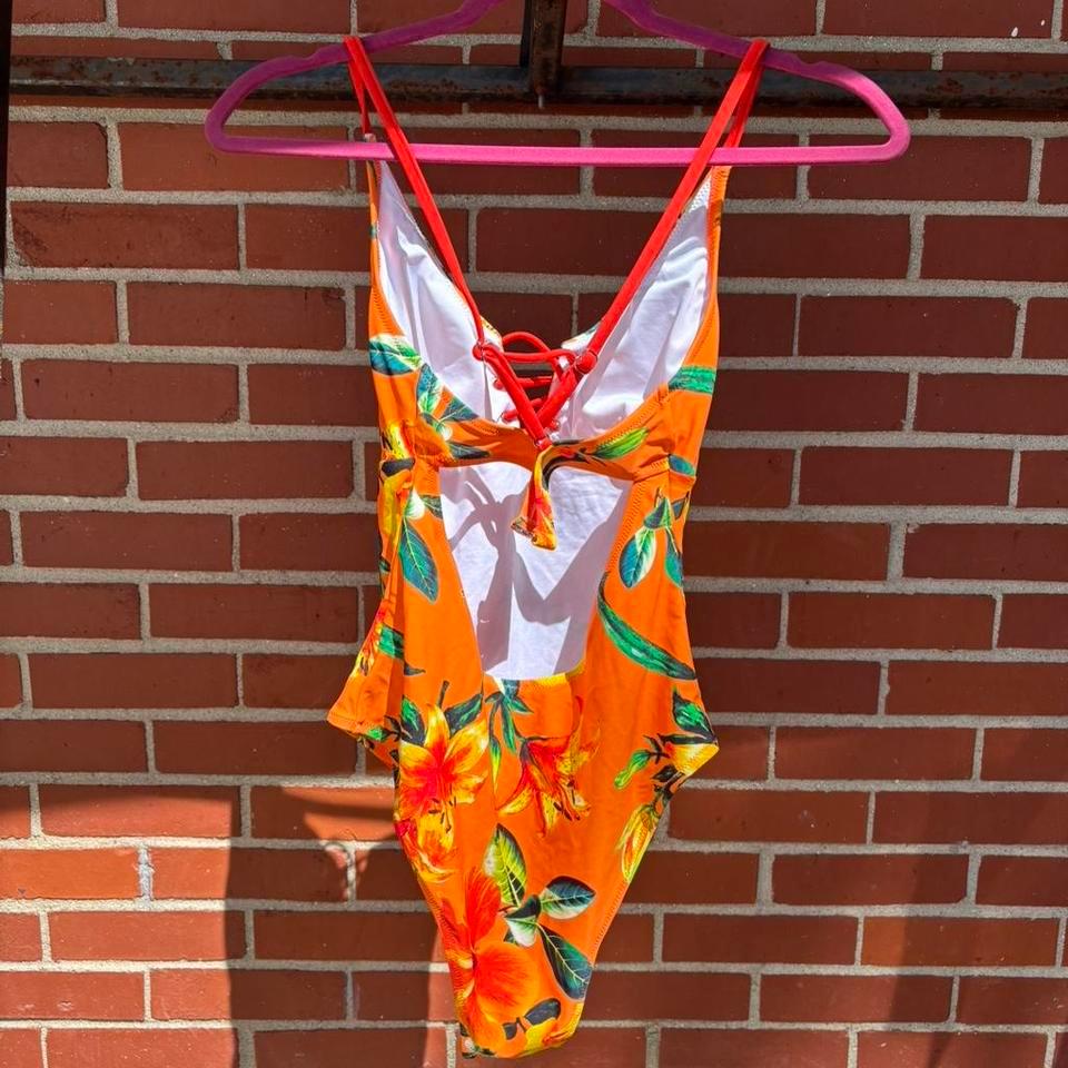 Orange Floral One Piece Swimsuit Bb8e 2
