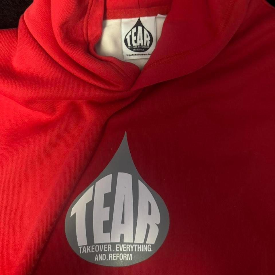 Red Tear Hoodie With White 4443 3