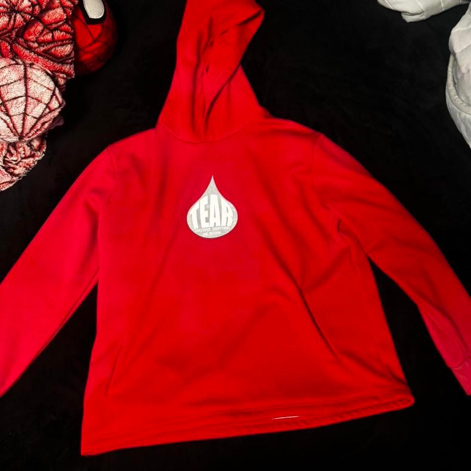 Red Tear Hoodie With White 4443