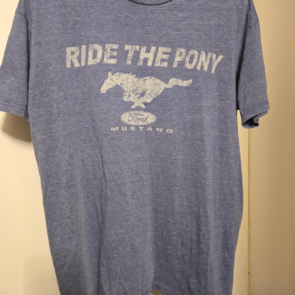 Ford Mustang Blue T Shirt Size Bead