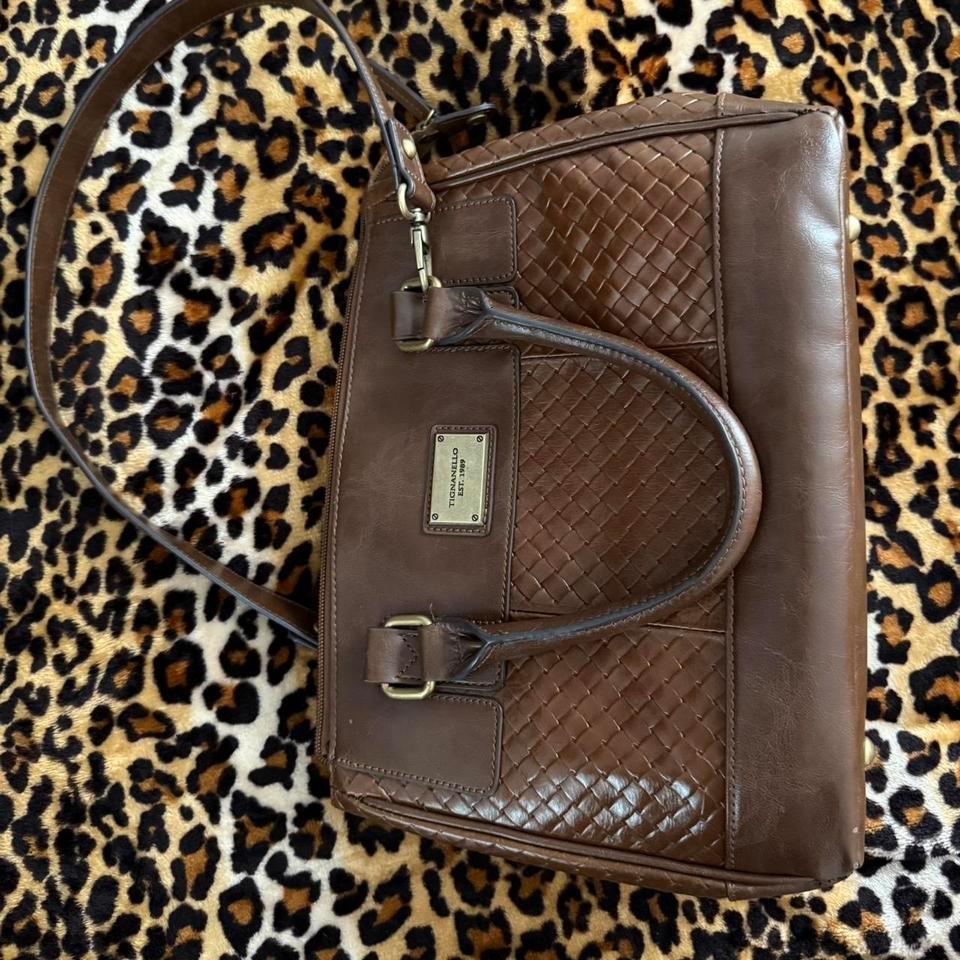 Brown Pleather Tignanello Handbag Good 6