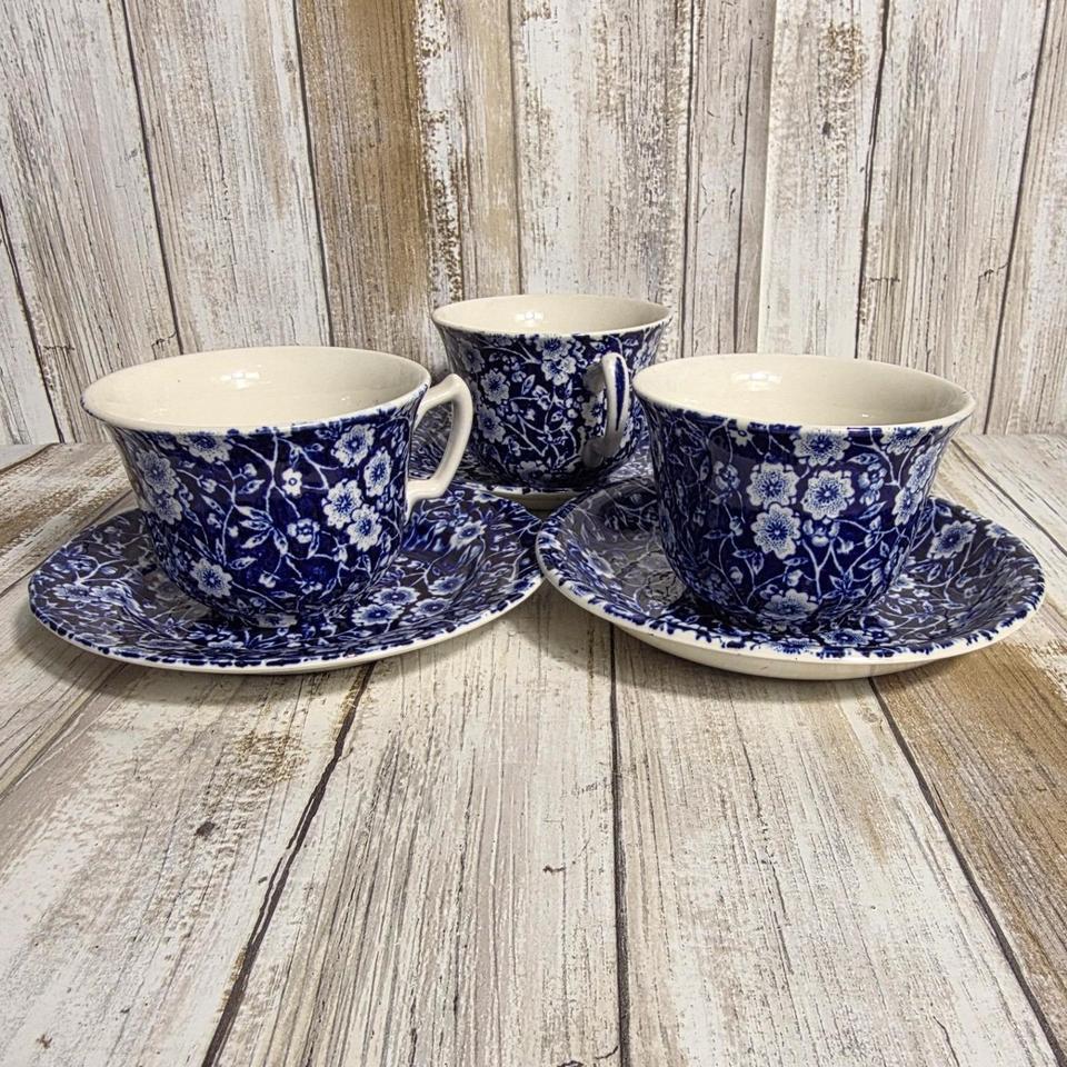 Vintage Burleigh Blue Calico Plate 3e86