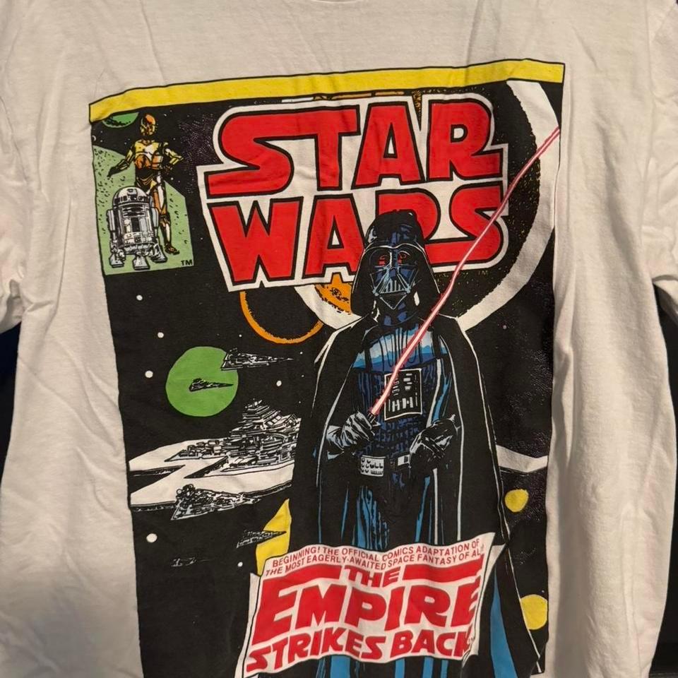 Star Wars White Cotton T Shirt 36aa
