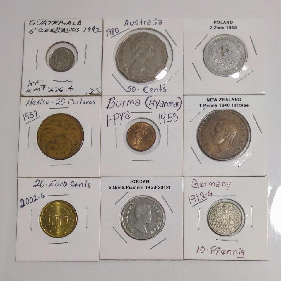 Lot Of 9 World Coins 4487