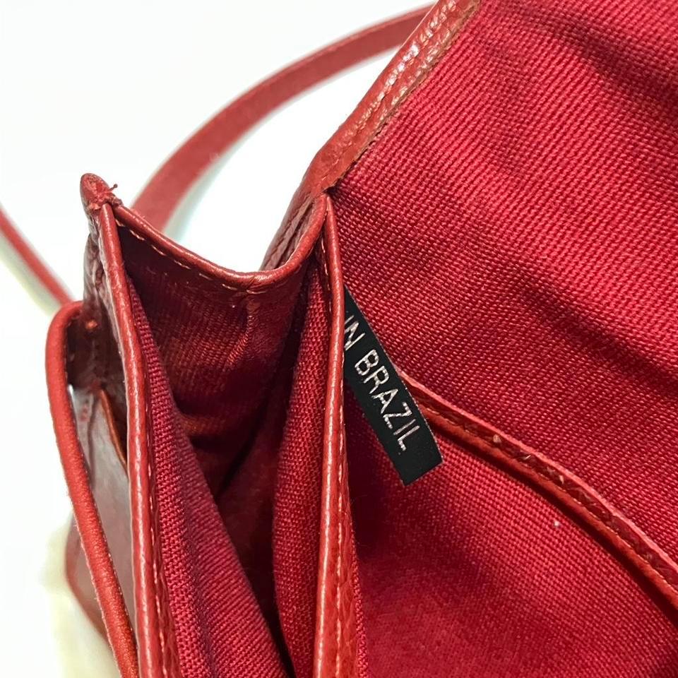 Red Leather Fossil Crossbody Purse 5