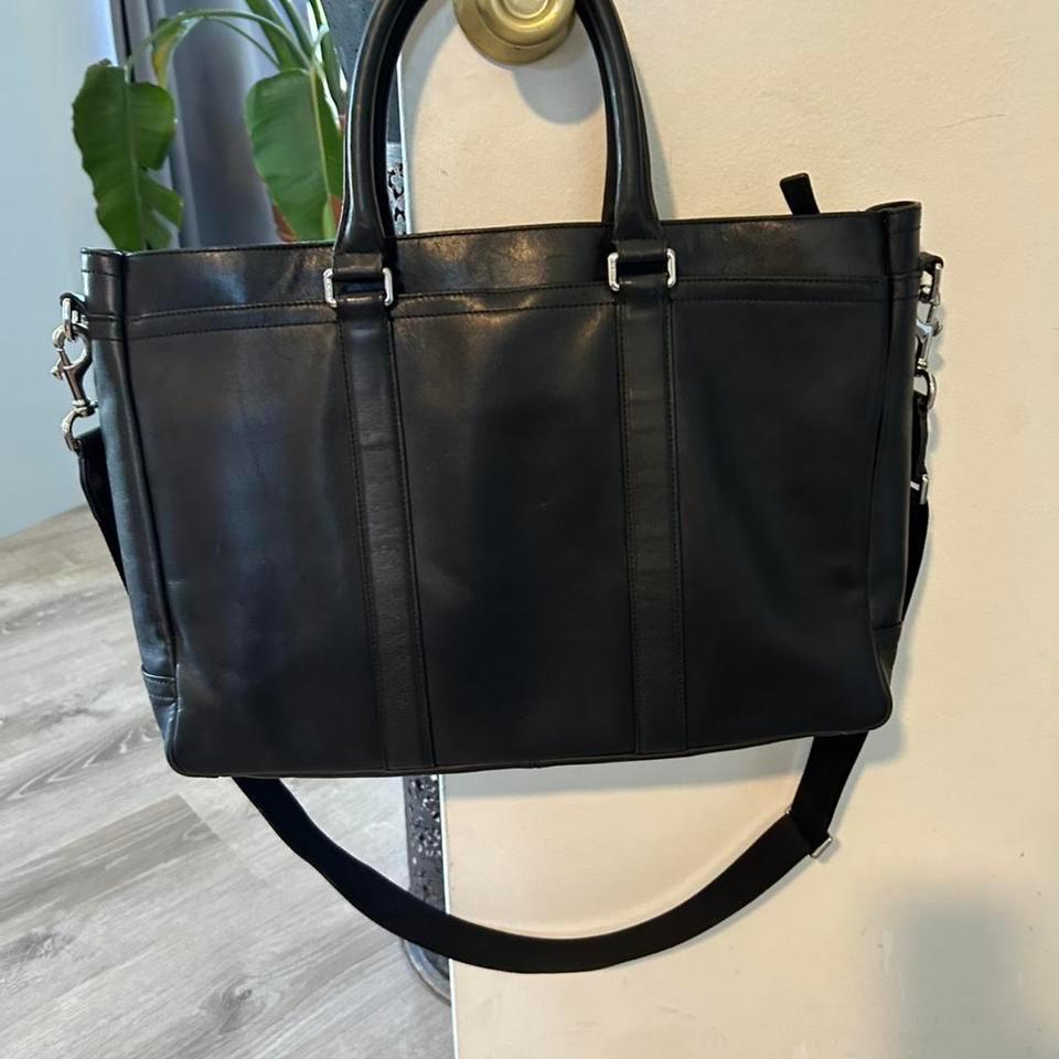 Coach Large Black Leather Carry Oncomputer Cd94 3