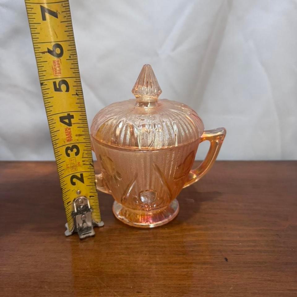 Iridescent Carnival Glass Sugar Bowl B616 5