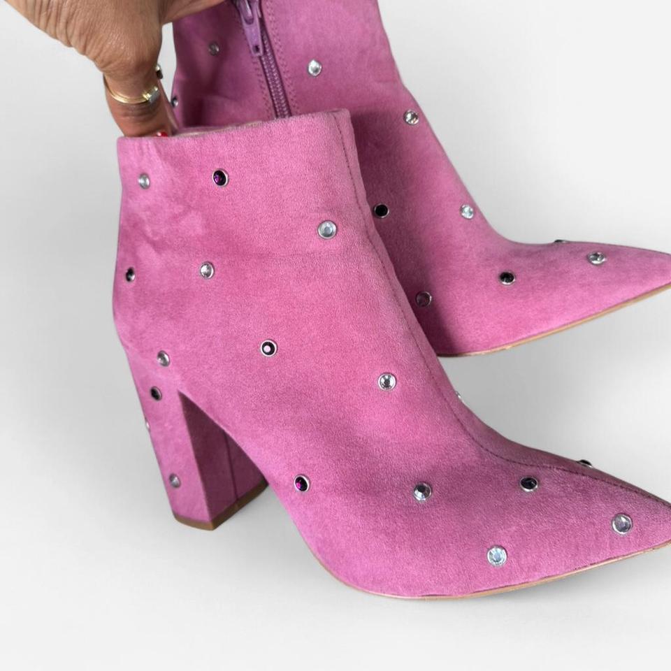 Pink Studded Suede Ankle Boots 4cf1 3