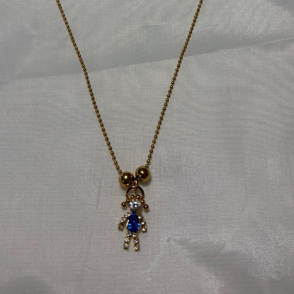 Gold Necklace With Blue And 19d0