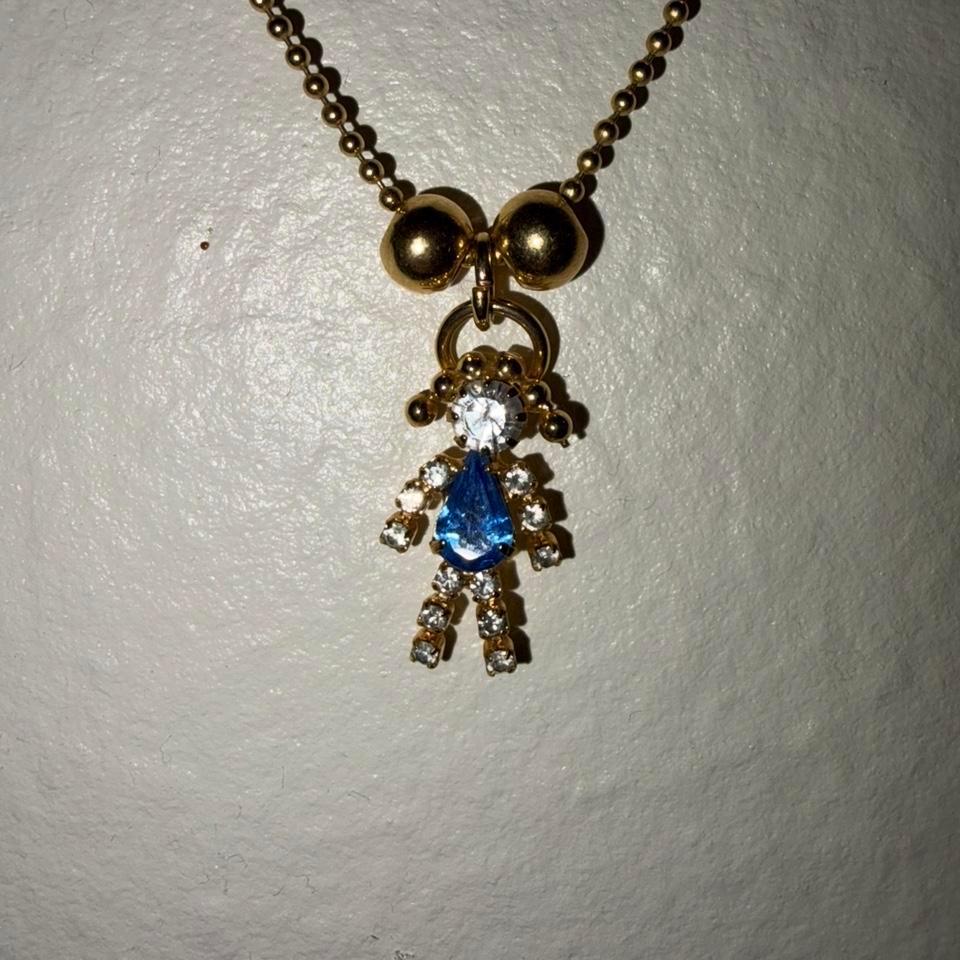 Gold Necklace With Blue And 19d0 5
