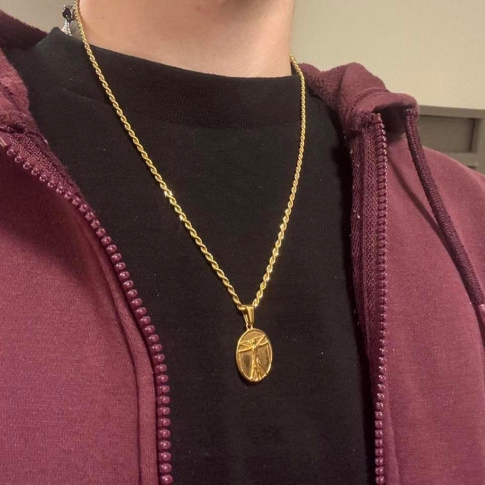 Gold Vitruvian Man Pendant Necklace 4f57 2