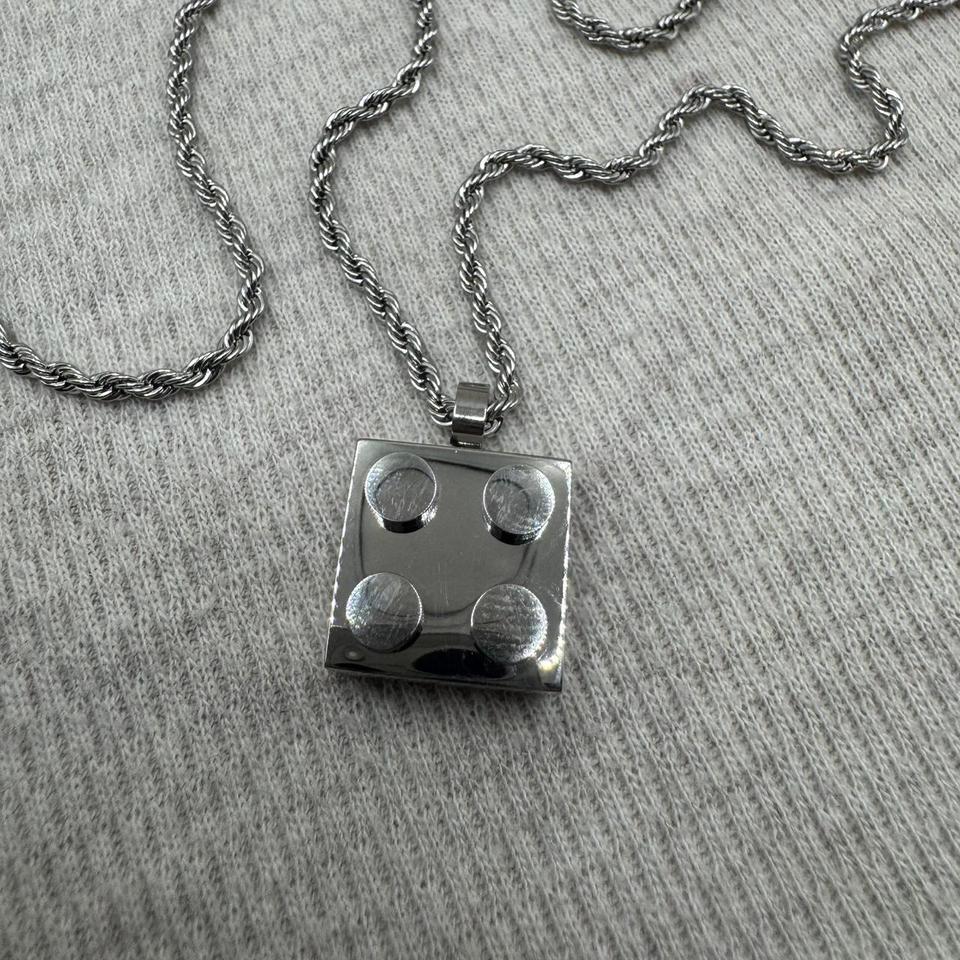 Silver Stainless Steel Lego Pendant Bb9e