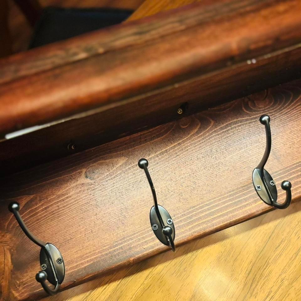Wooden Shelf With Hooks For 2