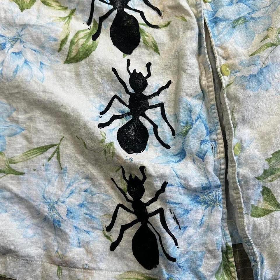 Big Ant Floral Linen Button D5c3 2