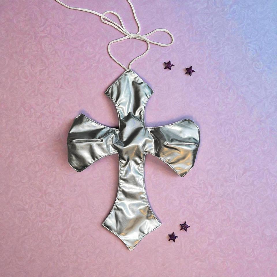 New Xl Silver Metallic Cross D480 7