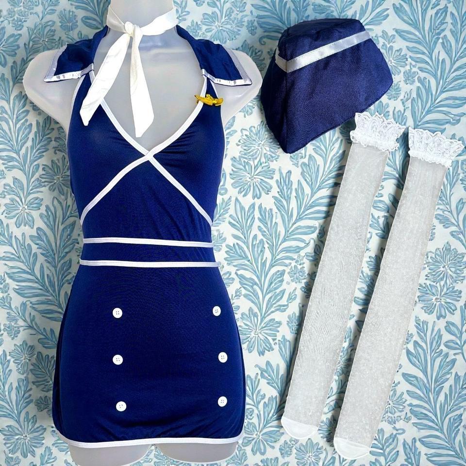 Small Blue White Flight Attendant 2609