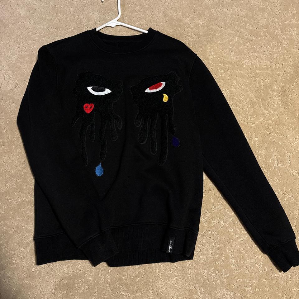 Black Crewneck Sweatshirt With Colorful Bbaa