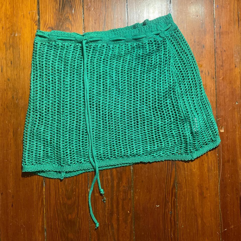 Green Crochet Mini Skirt With 3a0b