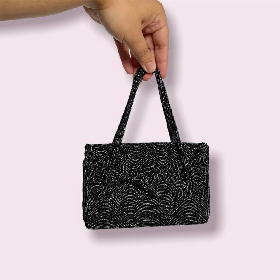 Vintage Black Beaded Mini Envelope F2bc 4