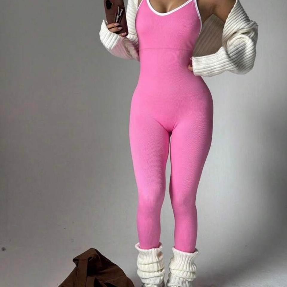 Pink And White Sporty Jumpsuit 419b 2