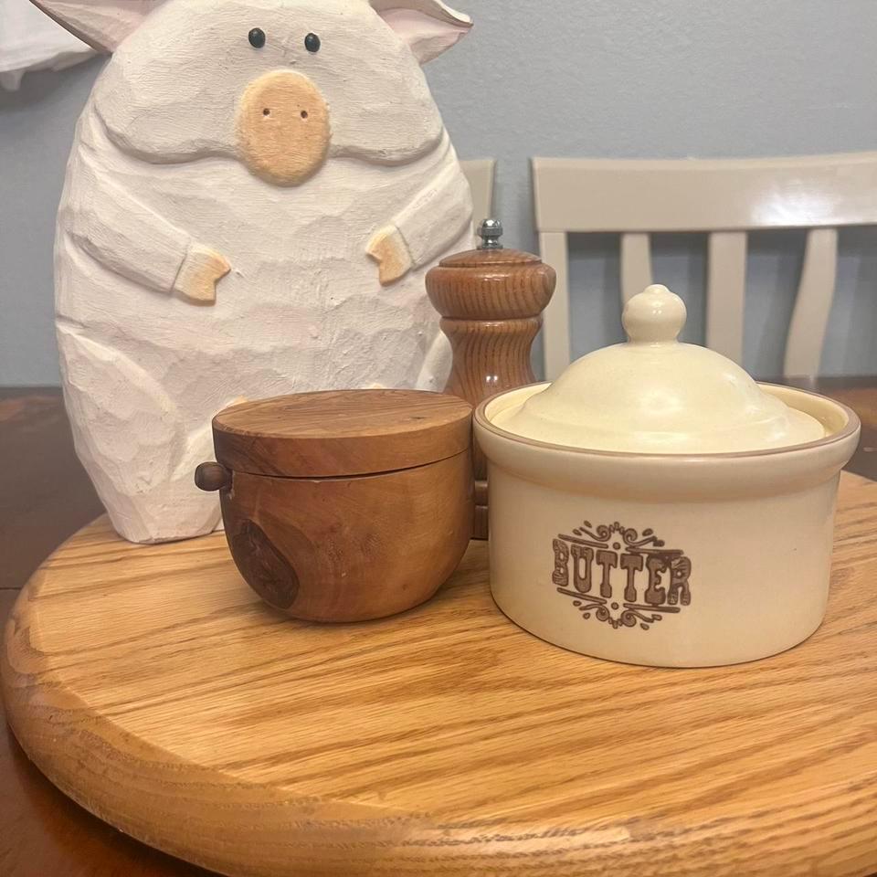Vintage Handcarved Wooden Pig Charming