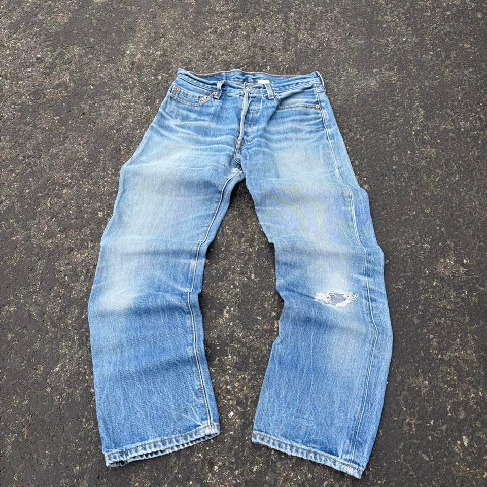 Vintage Y2k Faded Blue Distressed 132d